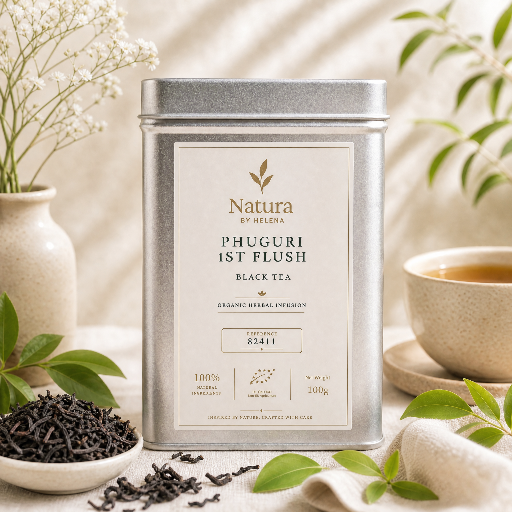 DANJEELING 1ST FLUSH "PHUGURI" WHITE DOWN LUXURY ORGANIC - WHITE TEA - INDIA - 89042