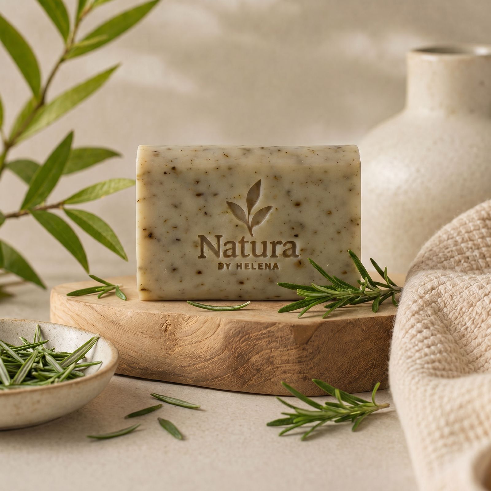 SABONETE NATURAL DE ALECRIM - NATURAL ROSEMAY SOAP - 100 gr